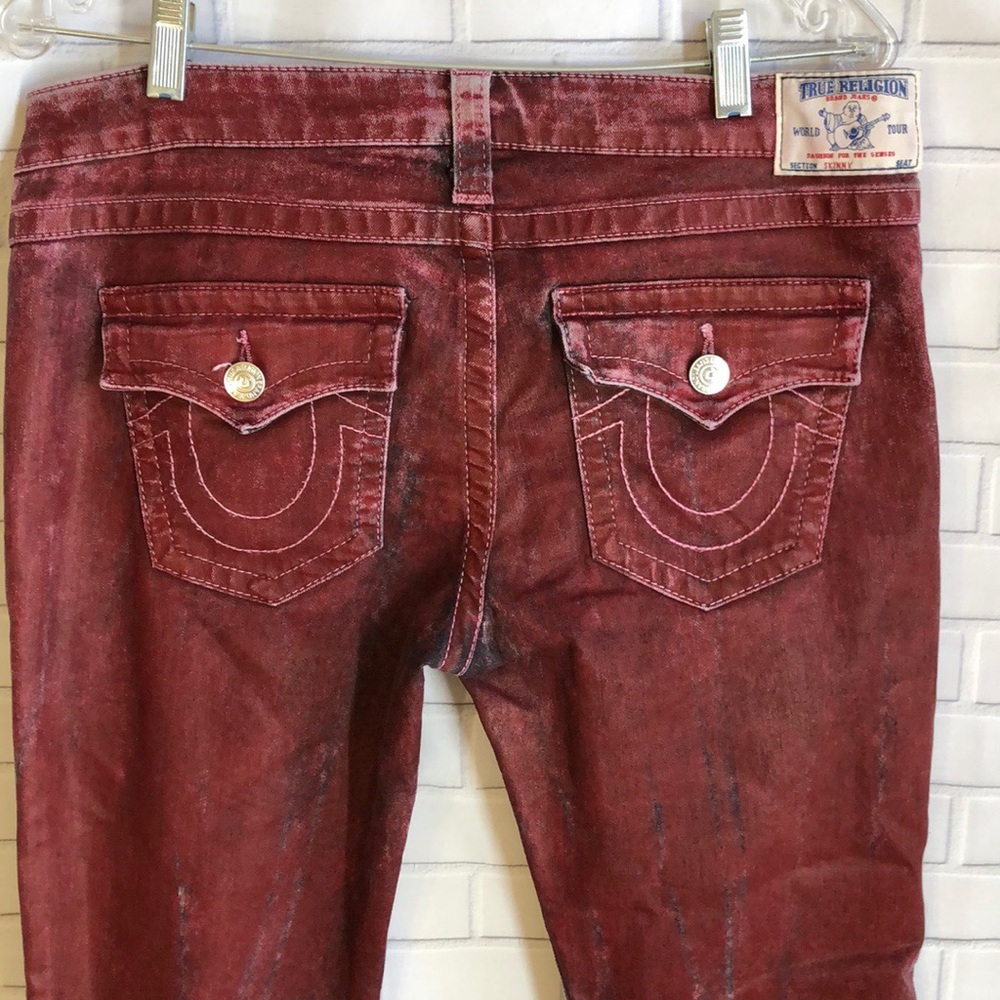True religion red distressed skinny jeans